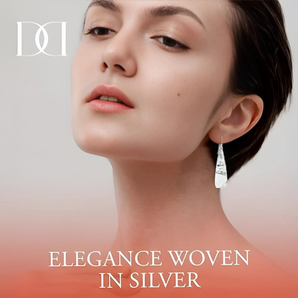 Tapered Drop Silver Earrings Wrinkle Design